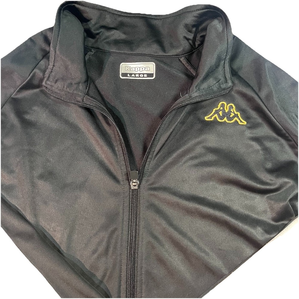 Kappa Track Jacket Mens Large Black‎ Gold Full Zip Soccer Italian Y2K Logo Read